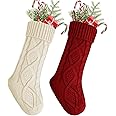 YOGINGO 2 Pack Christmas Stockings - Personalized Christmas Stockings, Large 18 Inches Christmas Stocking Hold All Surprises, Knitted Gift Stockings & Farmhouse Christmas Decor