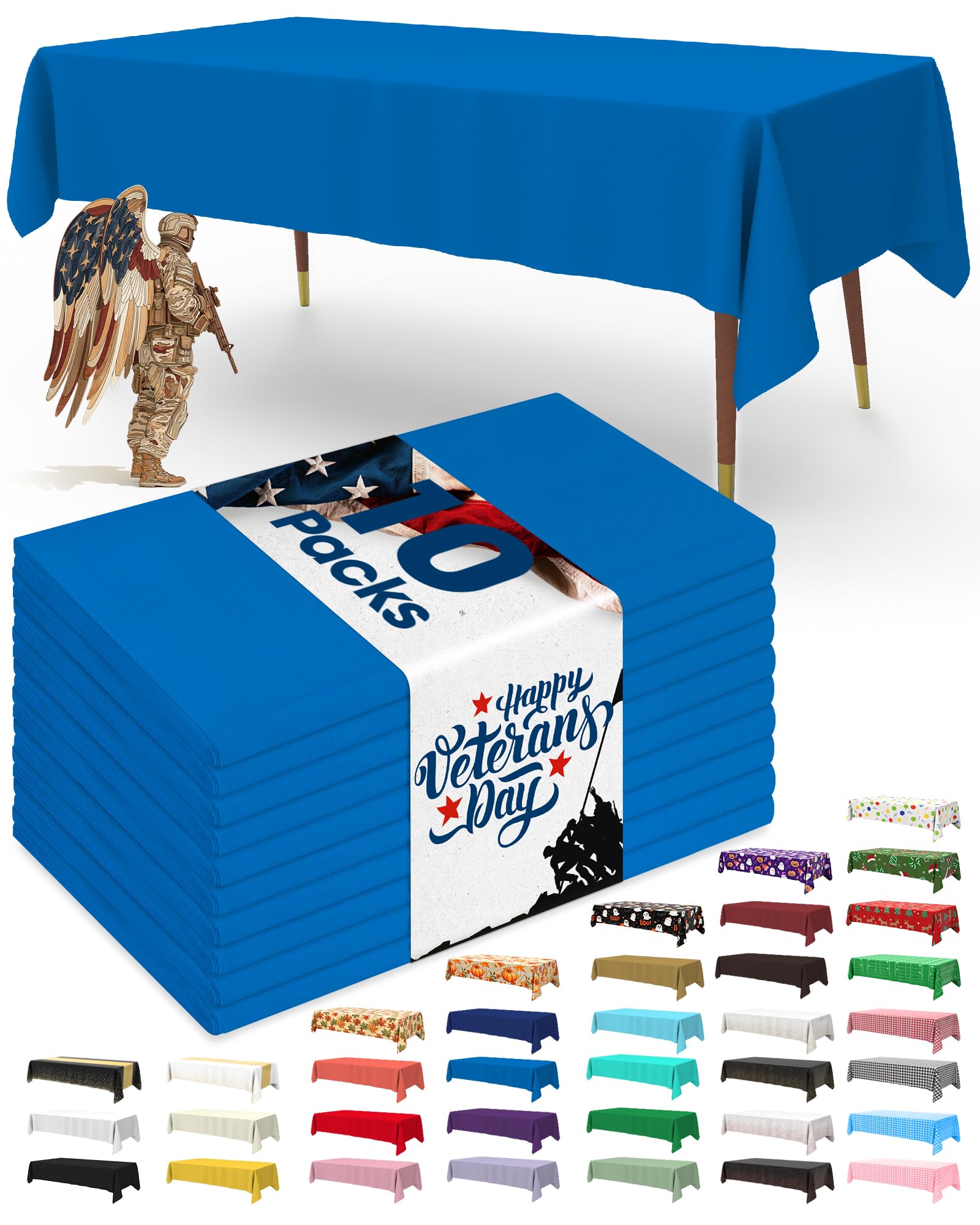 Pureegg Plastic Table Cloth Disposable 10 Pack, 54