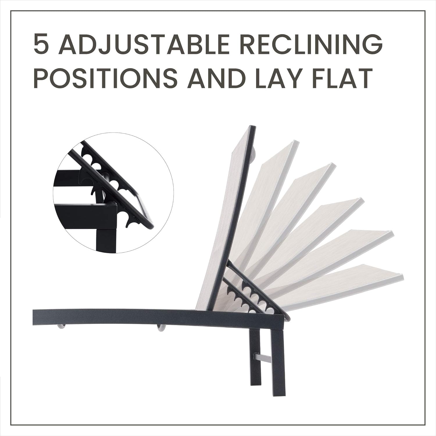 Pellebant Adjustable Patio Chaise Lounge Chair, 5 Positions and Flat Position, Folding Outdoor Recliners for Beach, Pool and Yard, 2 Pcs Set, Earth: Kitchen & Dining
