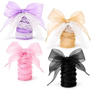 Macuezu 6 Pairs Ribbon Shoe Laces for Women, 47" Cute Shoe Laces | Cute Replacement for Sneakers, Canvas Shoes, Satin Lace Fl