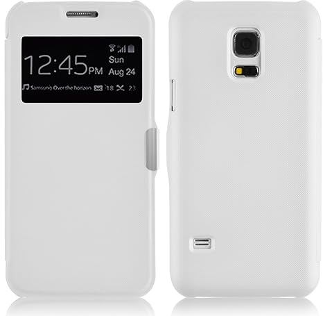 Galaxy S5 Mini Hülle, JAMMYLIZARD Fenster Flip Etui Case mit Magnetverschluss für Samsung Galaxy S5 Mini, WEIß