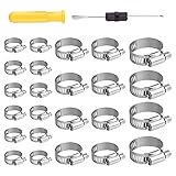 Matogle 24pcs Stainless Steel Hose Clips Adjustable Hose Clamps Jubilee Clip of 