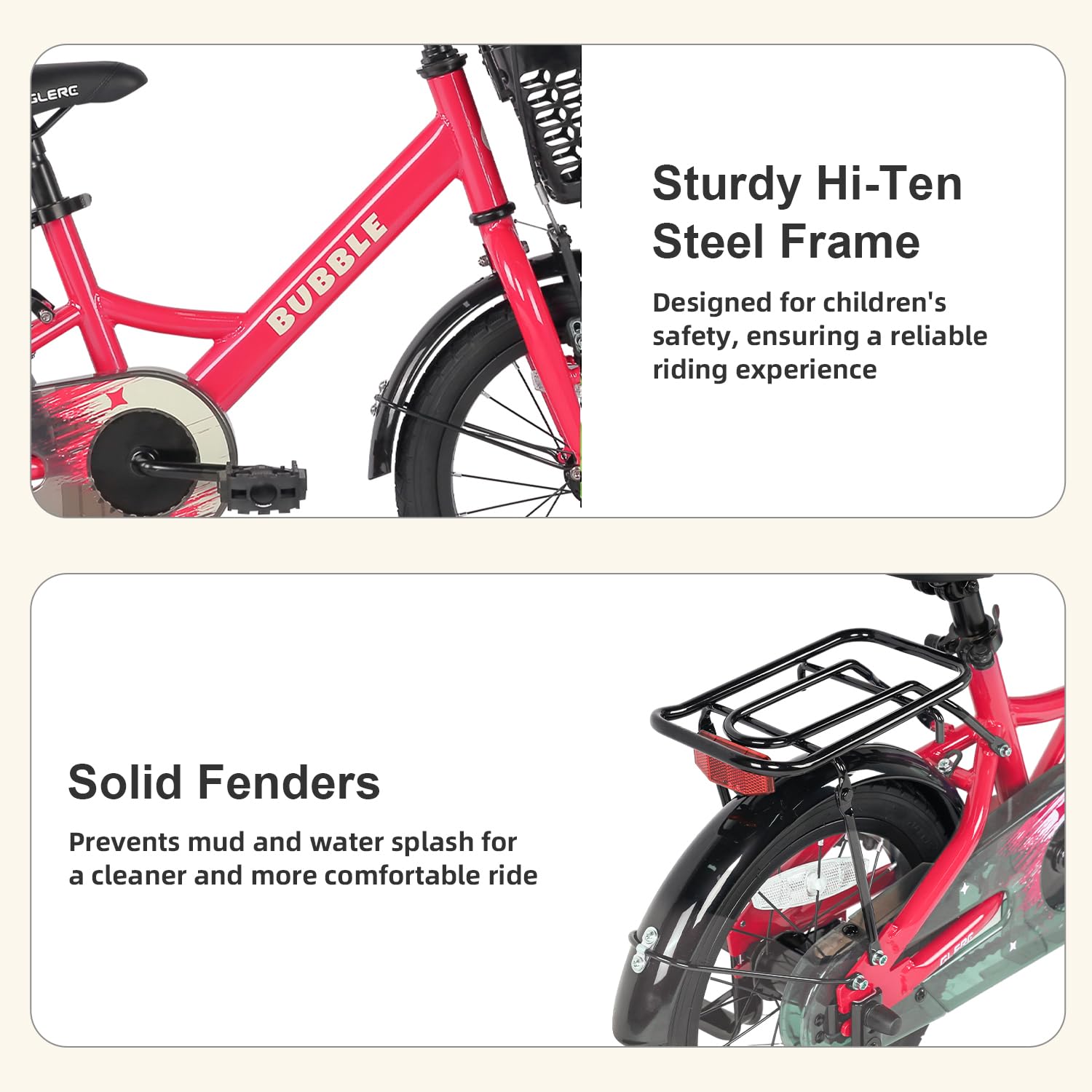 Fantacy Kids Bike, 12-20 Inch Children Bicycle for 2-13 Years Old Boys Girls, Kids Bicycle with Water Bottle Holder & Headlight & Training Wheels, Multiple Colors