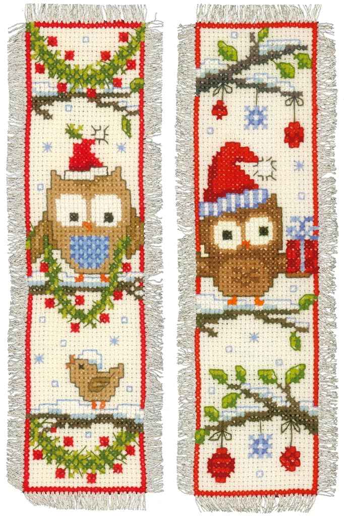 Vervaco Bookmarks Owls in Santa Hats AIDA, Set of 2