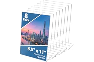 Neavessi 6 Pack 8.5''x11'' Acrylic Sign Holder, Clear Plastic Display Stands, Clear Flyer Display Stand for Restaurants Hotel