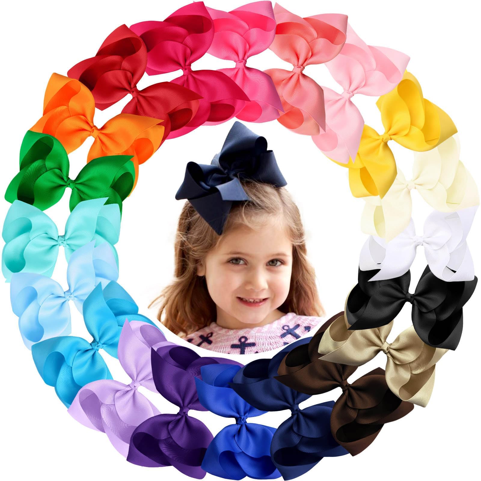 Photo 1 of Oaoleer 20PCS 6 Inch Hair Bows for Girls Grosgrain Ribbon Toddler Hair Accessories with Alligator Clips for Toddlers Baby Girls Kids Teens