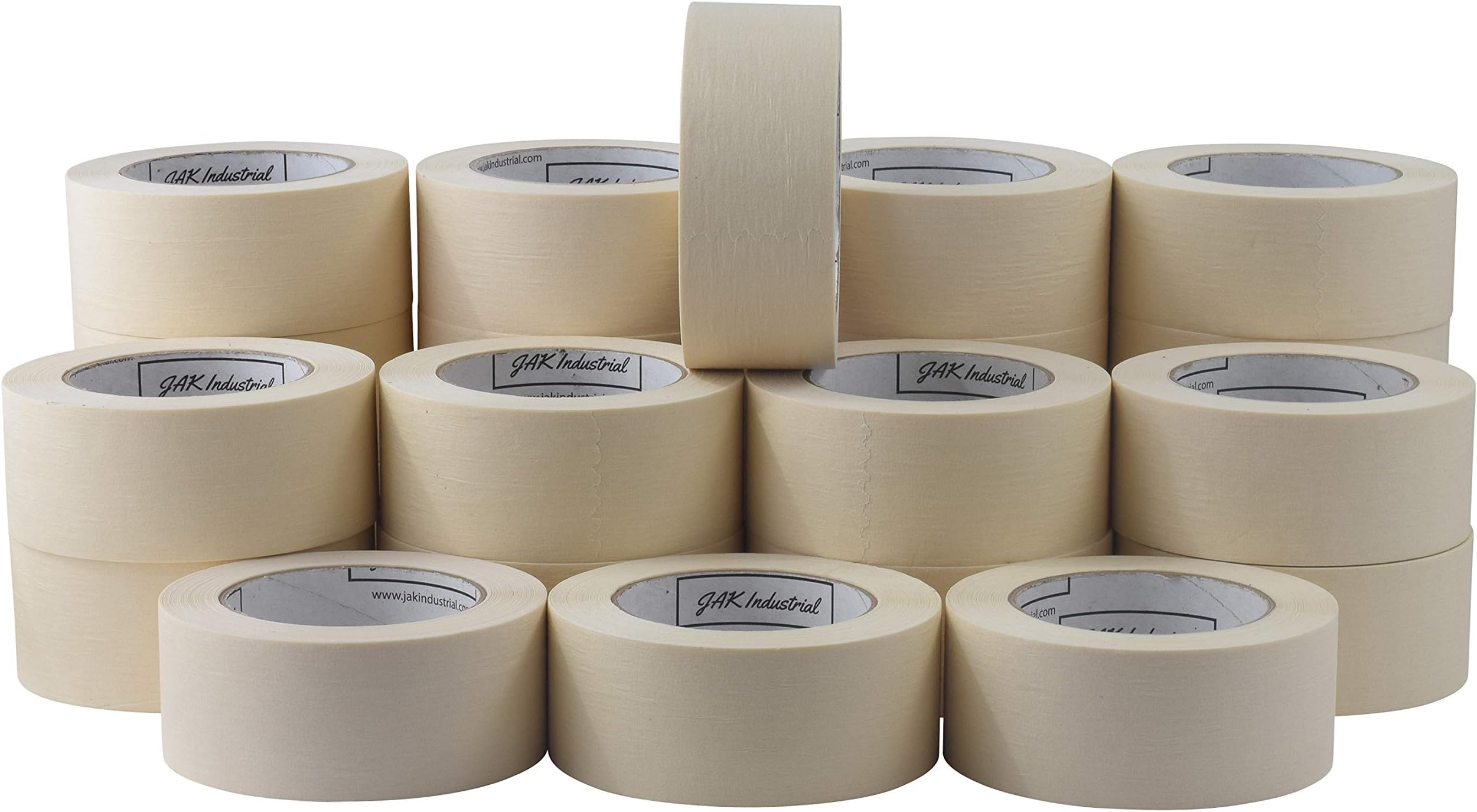 JAK Industrial Masking Tape, Adhesive Tape for General Purpose/Painting - CASE of 24-2'' x 60 yards per roll (48mm x 55m)