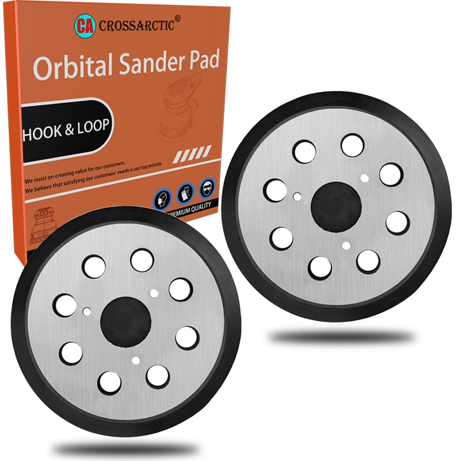 Crossarctic Replacement Backing Pad for Makita, 2-Pack 5" Hook and Loop Random Orbit Sander Pads Compatible with Makita BO5010 BO5030K BO5031K BO5041K 743081-8/743051-7