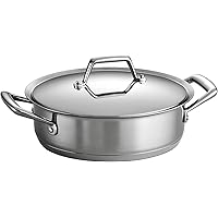Tramontina 80101/003DS Gourmet Prima Stainless Steel, Induction-Ready, Impact Bonded, Tri-Ply Base Covered Casserole, 3…