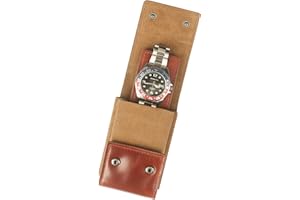 KOSMCCO Leather Watch Pouch - Portable Travel Pouch with Suede Lining and Leather Inserts, Single Watch Case for Lovers Gift (Brown)