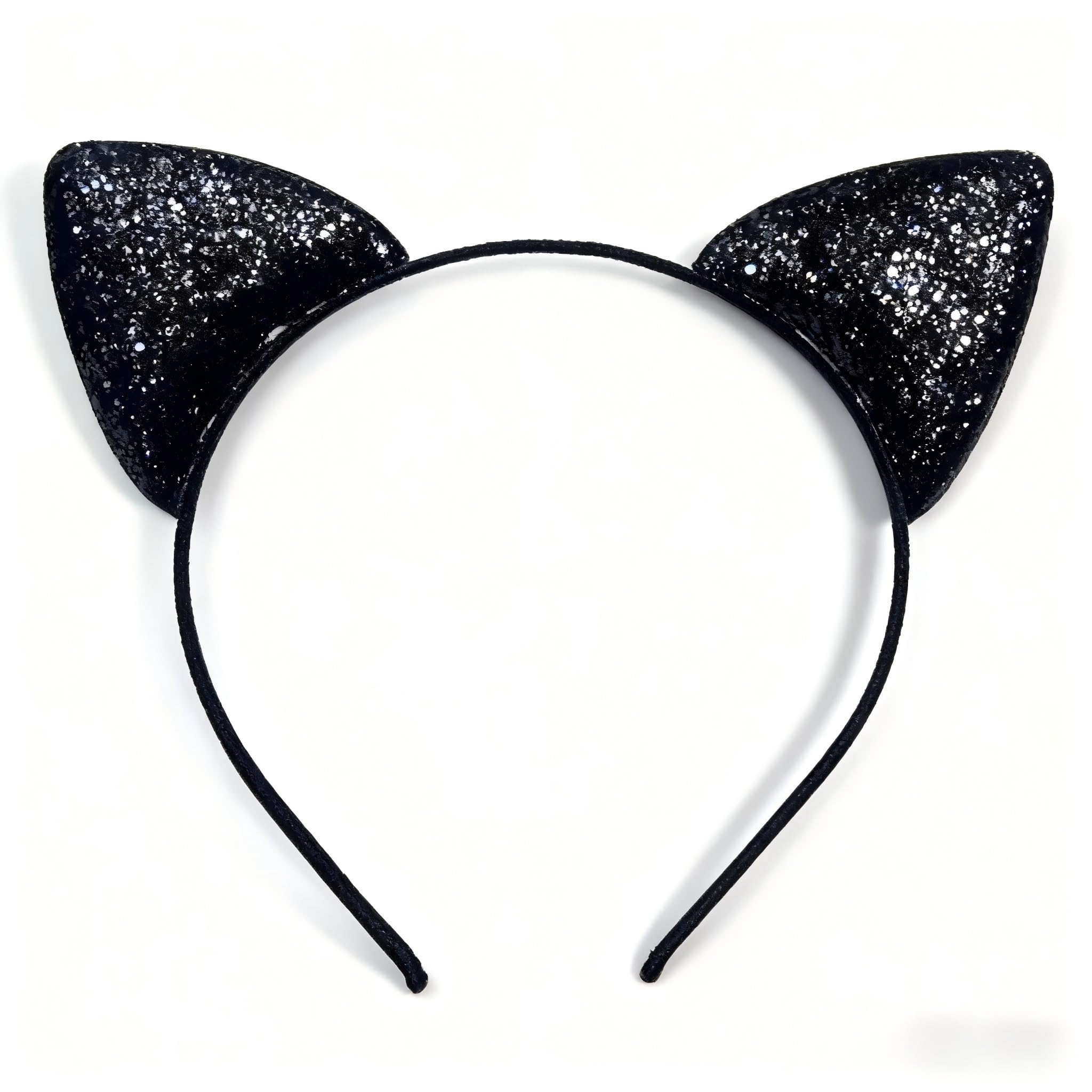 Photo 1 of ***SEE CLERK COMMENTS*** Sparkly Cat Ear Headband - Halloween Cosplay Hair Accessory for Women, Girls, Adults & Kids | Cat Costume Headpiece (black)