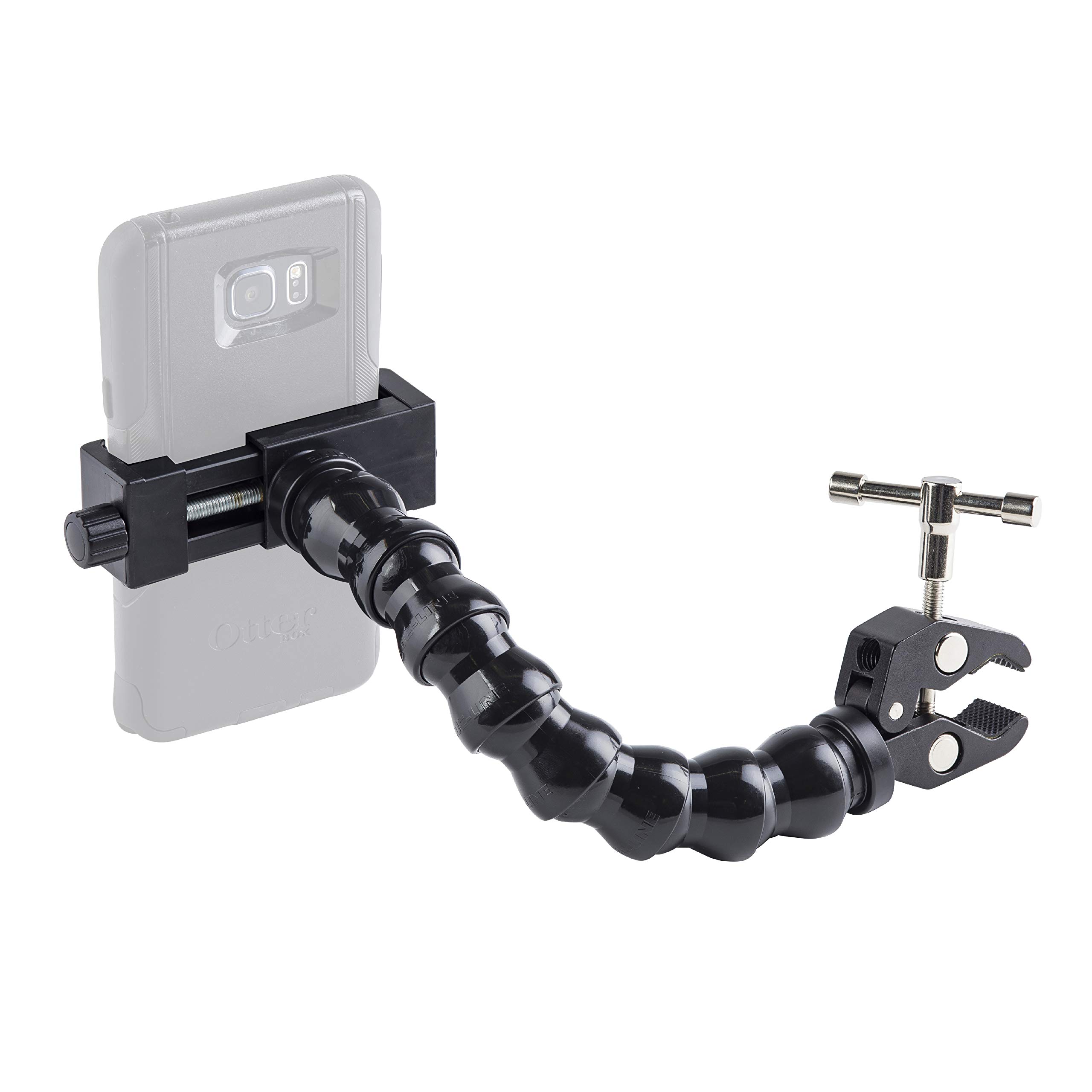 MOGO ModularHose Assistive Technology Phone Holder with Mini Clamp, 8 Inch Arm