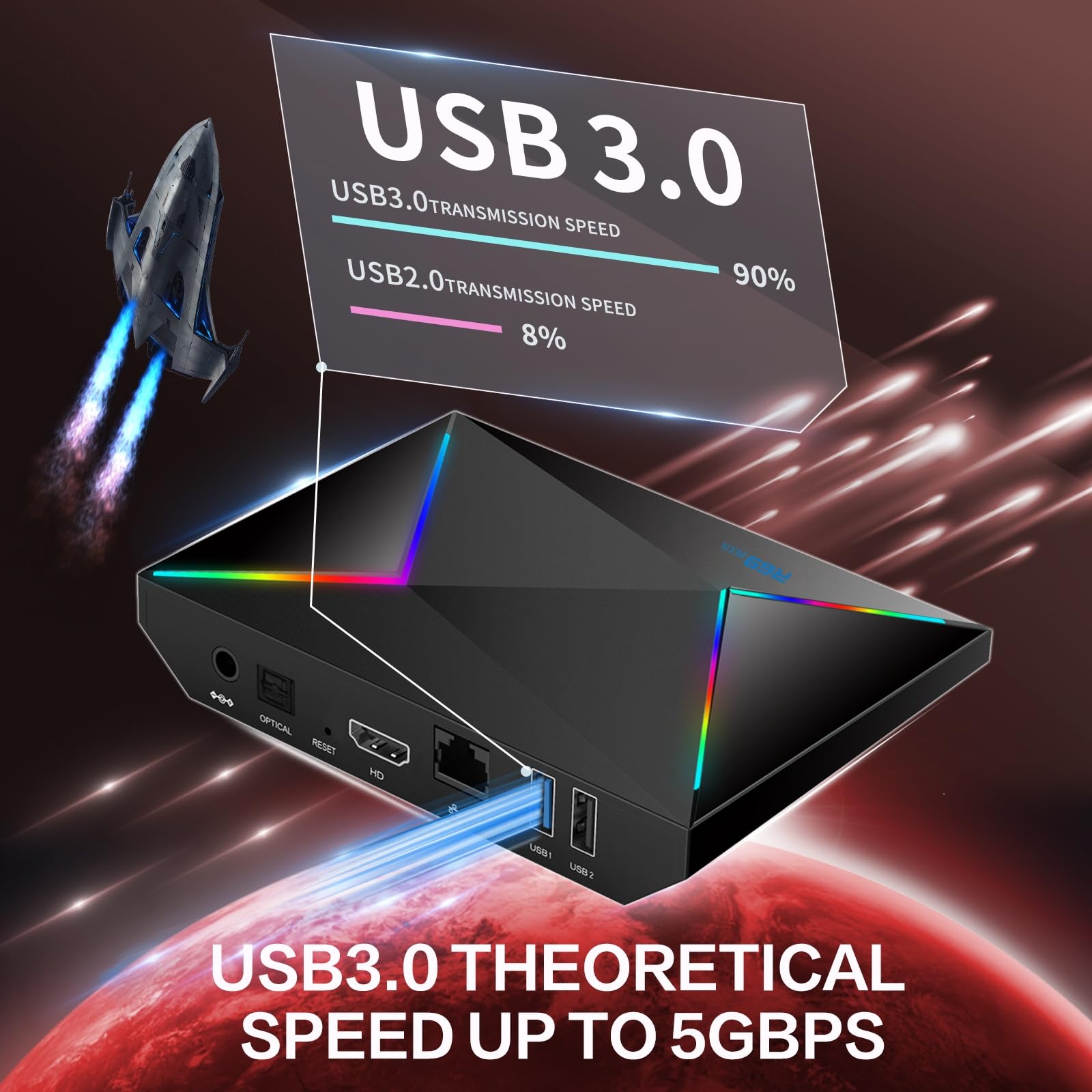 Sidiwen Android TV Box, Android 14.0 TV Box 2025 2GB RAM 16GB ROM Android 14 TV Box 1000M WIFI6 Ethernet R69 Plus 4K 8K HDR10 H728 Octa-core 3D TV Box Support 2.4G 5.8G Dual WiFi BT5.0 USB 2.0 USB 3.0