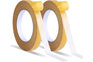 2 Rolls Double Sided Tape Heavy Duty, 0.59inch x 66ft(20m) Super Sticky Clear Tape Fabric Adhesive Tape High Tack Strong Wall
