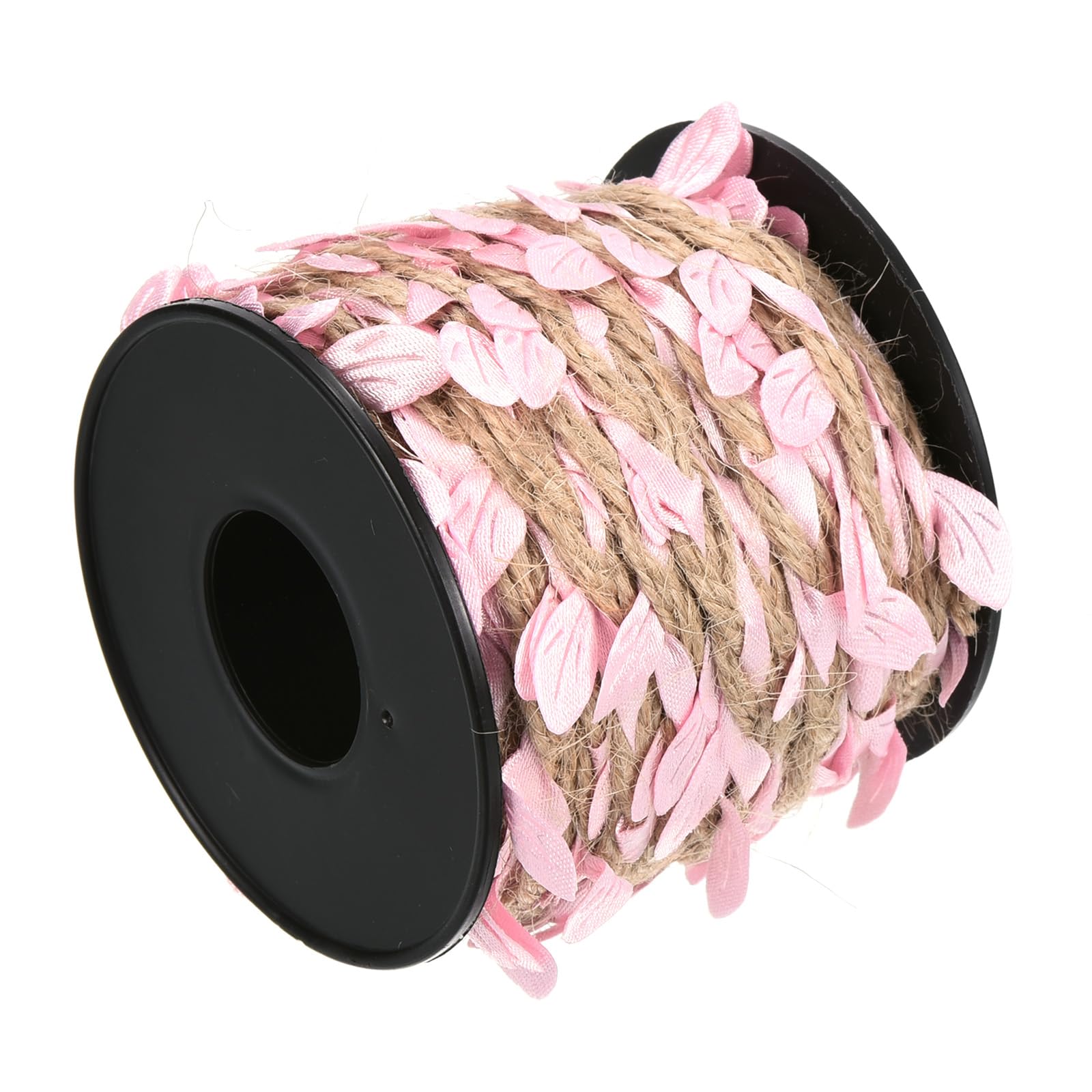 M METERXITY Burlap Leaf Ribbon - Artificial Vine Jute Rope for Decorating and Packing, Apply to Garden/Flower Shop/Wedding (33ft, 5mm, Pink)