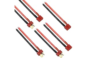 Hiteuoms Deans Connector T Plug - RC Battery Connector, Female and Male Deans Adapter with 14AWG 100MM Silicone Wire for RC Lipo Battery Cable Drone Car (3 Pairs)