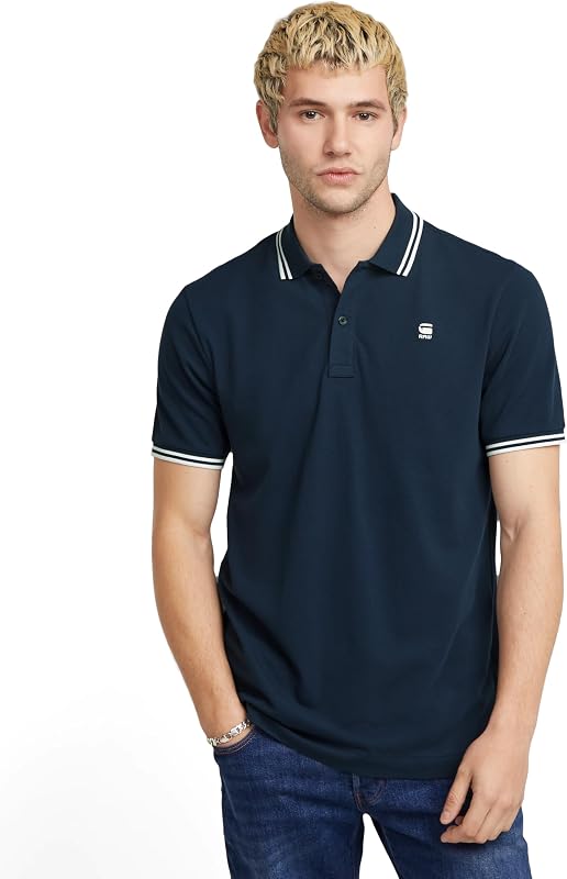 Homme Polo Dunda Slim Stripe, Bleu (sartho blue D17127-5864-6067), XS