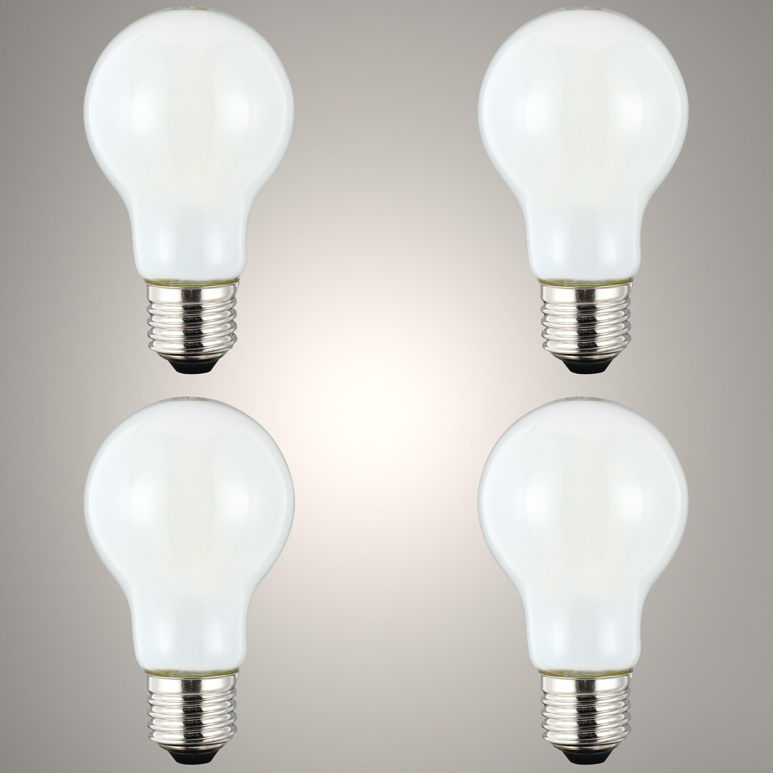TEKLED® A60 GLS NONDIMMABLE Filament LED Bulbs | E27 Edison Screw | A19 Energy Saving 6.5W Light White Glass Bulb 60W Incandescent Bulb Equivalent | 6500K 890LM | 4-Pack | Cool Daylight