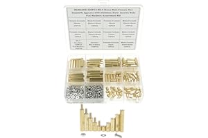 MCMASKE 500PCS M2.5 Brass Male-Female Hex Standoffs Spacers Screws Nuts Flat Washers Assortment Kit;Female Lengths:6mm to 25mm