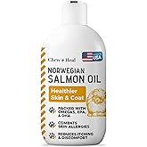 Salmon Oil for Dogs - Premium Fish Oil for Skin and Coat Health - Omega 3 Supplement - Supports Itchy Skin - 8 oz Liquid - Norwegian Dog Salmon Oil - Essential Dog Supplement