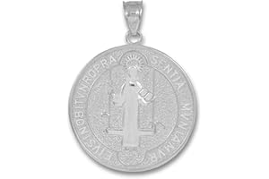 CLADDAGH GOLD Medal of Saint Benedict 925 Sterling Silver Coin Pendant (Small)