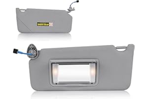 Left Driver Side Sun Visor with Light for Honda Accord 2008 - 2017 Gray Sunvisor Replacement 83280TA0A91ZB