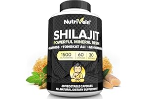 Nutrivein Shilajit Supplement 1500mg - Pure Himalayan Shilajit - Powerful Resin Extract Blended with Sea Moss, Tongkat Ali & Ashwagandha - 60 Servings