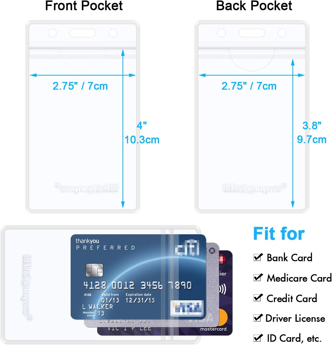 Wisdompro 10 Pack Vertical ID Card Badge Holder - Image 4