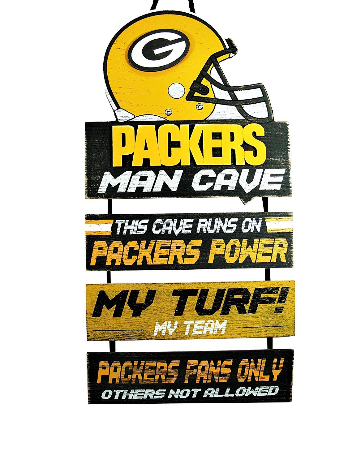 FOCO Green Bay Packers NFL Mancave Team Logo Man Cave Hanging Wall Sign, 6.00" x 12.00" Image