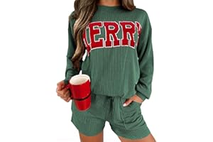 miduo Womens 2 Piece Sets Ribbed Textured Knit Long Sleeve Shirts and Shorts Matching Lounge Set Loungewear with Pockets