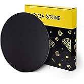 Menesia 12 Inch Black Non-stick Ceramic Pizza Stone Pan, Baking Stones for Ovens & Grill & BBQ, Round Oven Cooking Stone