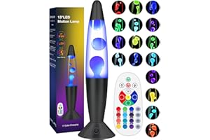 BIULAZYDA Color Changing Black Liquid Motion Lamps: 17 Colors LED Night Light for Adults with Remote & Timer, Smart Ambient Mood Lighting for Bedroom Office, Novelty Cool Christmas Birthday Gifts, 13 Inch