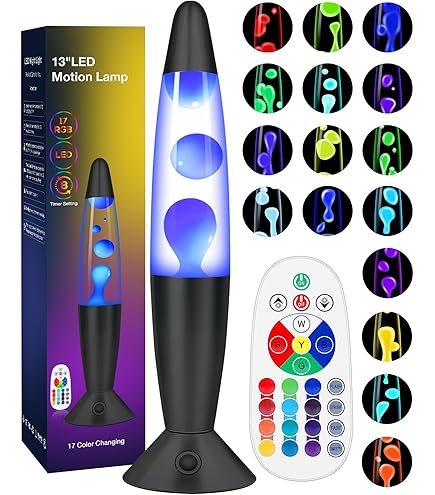 Black Liquid Motion Lamps 17 Colors Changing with Remote, 13.5