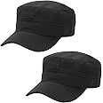 2 Pcs Unisex Cadet Army Military Hat Breathable Baseball Cap with Adjustable Flat Top for Men Women