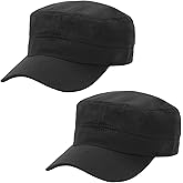 Malaxlx 2 Pack Cadet Army Cap Military Hat for Men Women Adjustable Cotton Flat Top