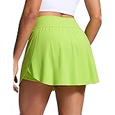 CRZ YOGA High Waisted Side Slit Tennis Skirts for Women - Mini Lined A Line Running Athletic Skort with Inner Pockets