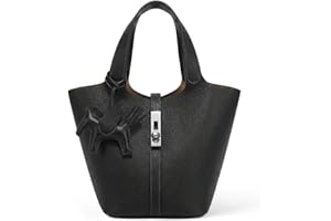 Kadynow Tote Bag for Women Vegan Leather Bucket Purse for Women Top Handle Handbag Shoulder Bag with Detachable Small Purse