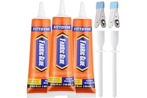 FITTDYHE 3Pcs Fabric Glue Permanent, 60 ML Washable Clear Clothing Glue, Super Fabric Glue for Rhinestones, Patches, Clothes, Denim, Leather, Polyester, Fabrics, Doll Repair, Flannel, Cotton