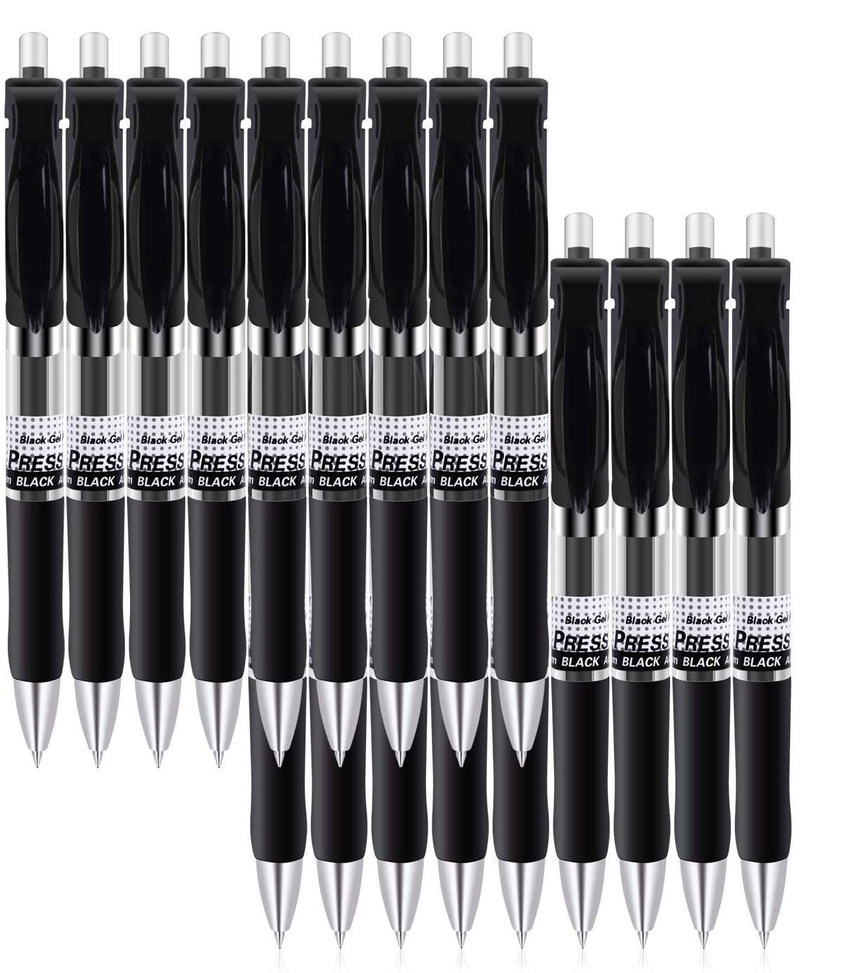 Reaeonat Gel Pens, 18 Pack 0.5mm Retractable Rollerball Pens Black ink Smooth Pens for Adult Writing Note Taking Office Supply