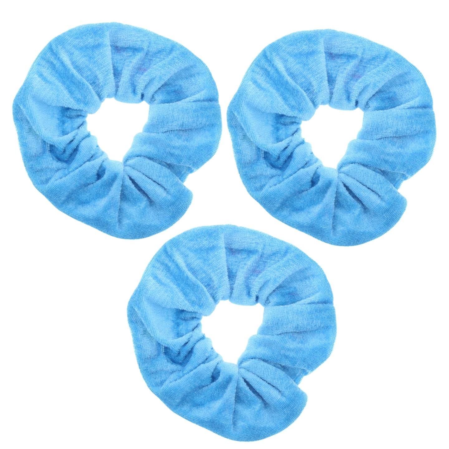 Topkids Accessories - Velvet Scrunchie Scrunchies Elastic Hair Band Ponytail Holders Hair Scrunchie Hair Bobbles Hair Accessories for Women, Ladies, Girls - Pack of 3 (Turquoise)