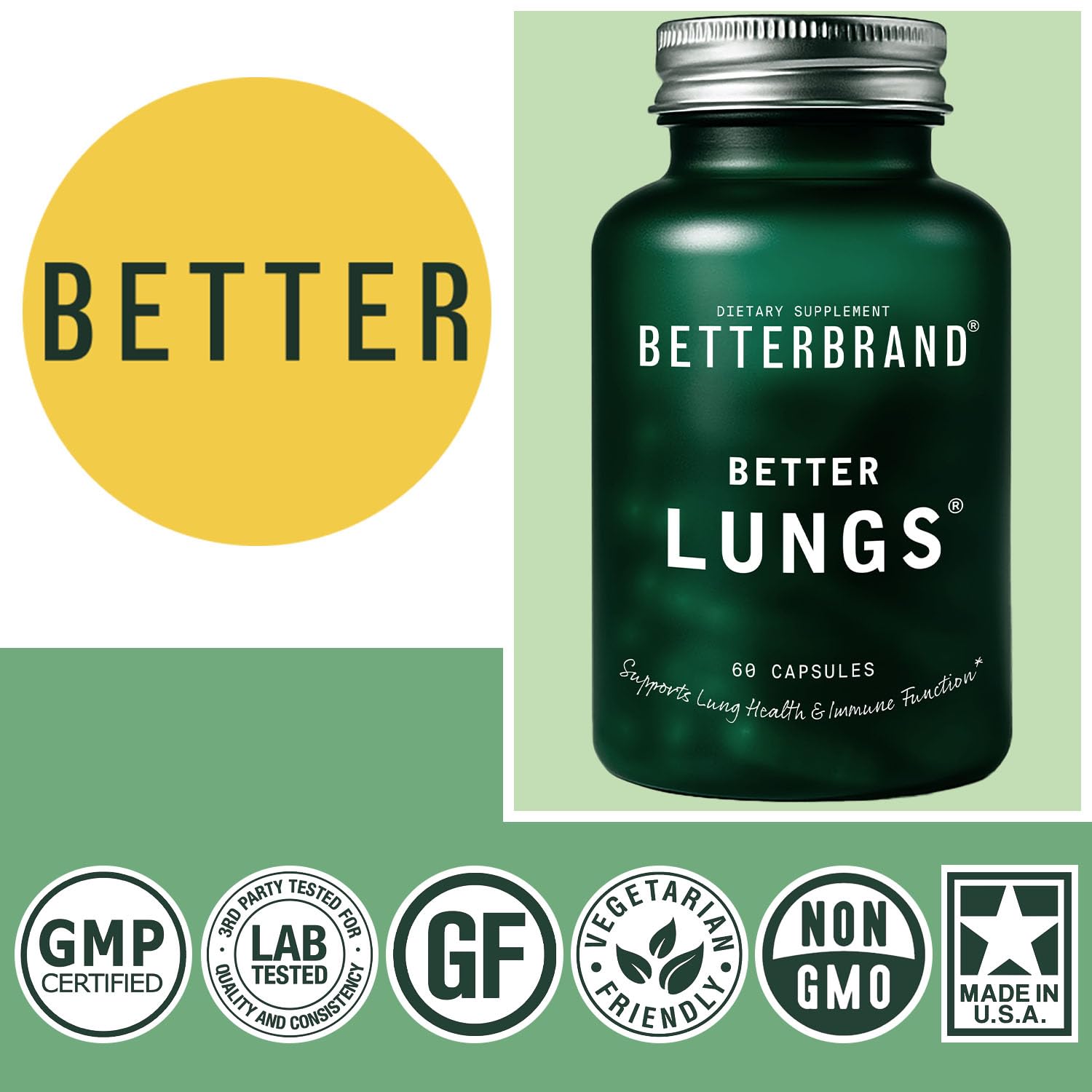 Betterbrand Mullein Leaf Extract for Lungs – Lung Support with Elderberry, Vitamin D, Ginseng & Reishi – Healthy Flow Cleanse & Immune Support– 60 Capsules