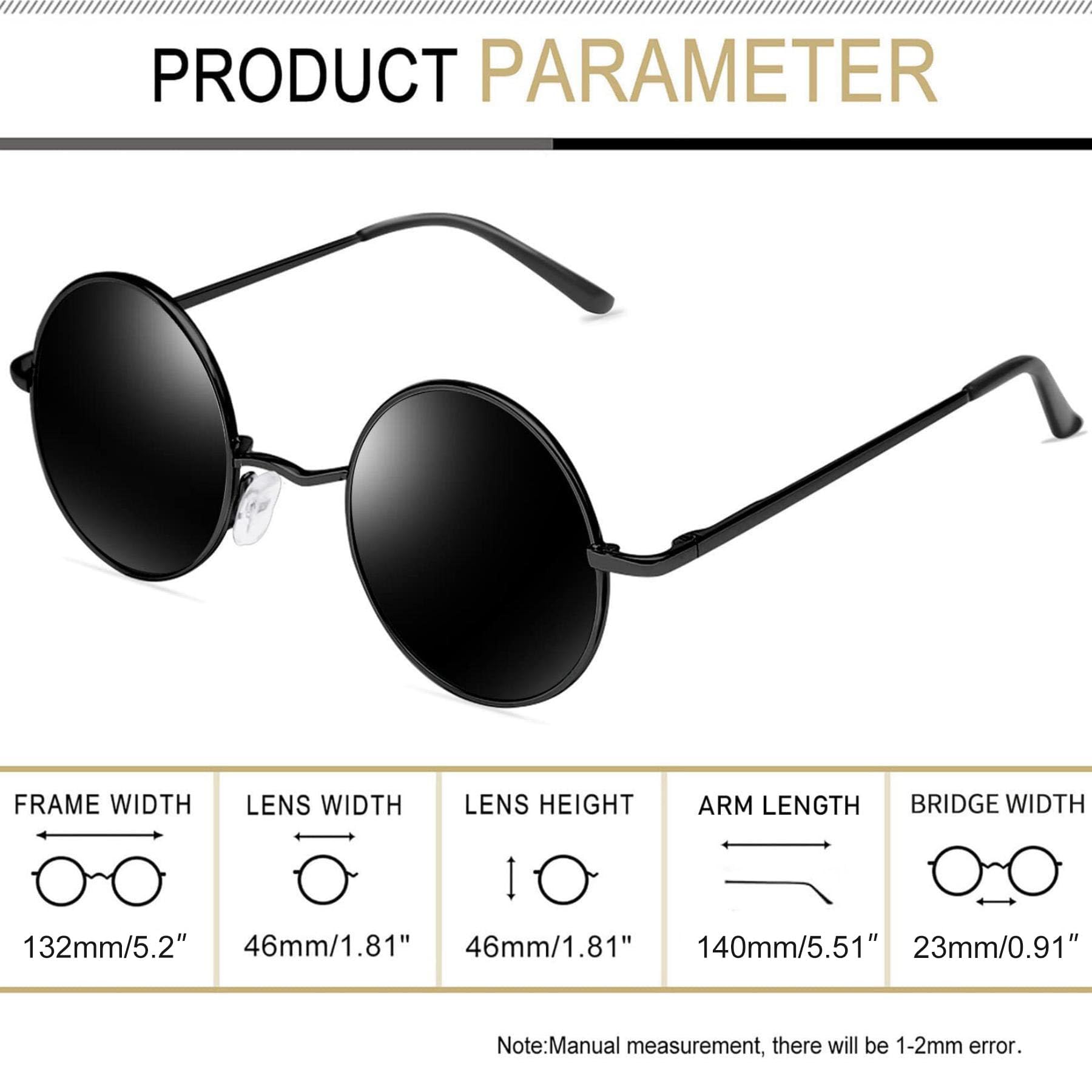 Joopin Retro Small Round Sunglasses Hippie Circle Sun Glasses Polarized UV400 Protection Metal Shades for Men Women