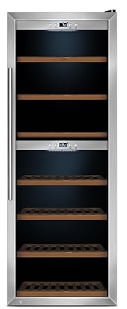 CASO WineComfort 126 Design Weinkühlschrank für bis zu 126 Flaschen (bis zu 310 mm Höhe), zwei Temperaturzonen 5-20°C, Geträn