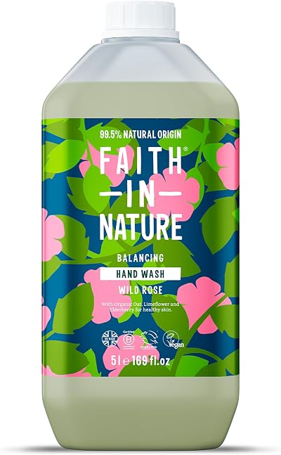 FAITH IN NATURE Wild Rose Hand Wash 5L Refill Vegan Cruelty Free SLS Parabens