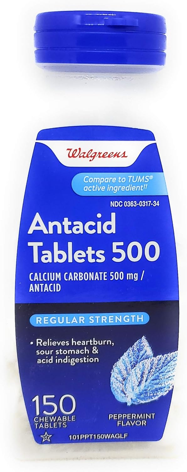 Walgreens Regular Strength Antacid/Calcium Supplement Chewable Tablets, Peppermint, 150 ea by Walgreens: Health & Personal Care