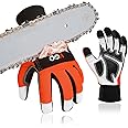 Vgo 1Pair Chainsaw Gloves, 12-Layer Chainsaw Protection on Both Hands Back, Safety leather Work Gloves