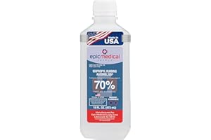 EPIC MEDICAL SUPPLY 70% Isopropyl Alcohol 70 Percent Rubbing Alcohol 70 Percent USP, 16 oz. Bottle, Multipurpose First Aid Antiseptic for Minor Wounds, Cuts, Scrapes and Burns | Home Cleaning and First Aid Tool (1)