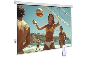 SILIBAMB 94" Motorized Projector Screen, Electric 4:3 Projector Screen with Remote Control, Indoor/Outdoor HD Movie Screen, Wall/Ceiling Mounted, Perfect for Home Office Theater TV, White