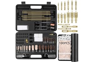 iunio Universal Gun Cleaning Kit, with Mat and Case, Full Brass Jags, Rods and Adapters, for All Guns, Rifle, Shotgun, Handgun, Pistol, Hunting, Shooting, All Caliber