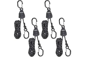 Ayaport Adjustable Rope Hanger Kayak Rope tie Downs Ratchet with Safety Lock S Hook Pulley Rope Hanger Tarp Tent Tie Downs